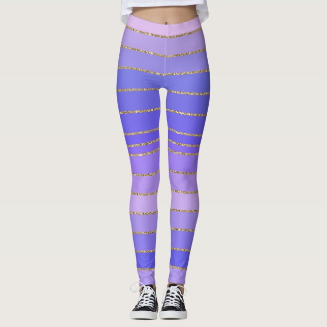 Leggings Douradas Rasgadas Violetas (Frente)