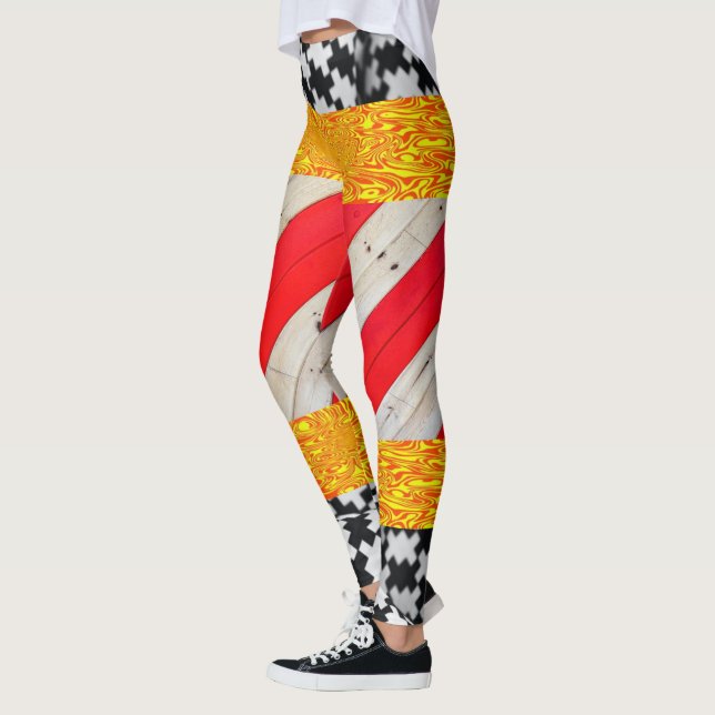 Leggings Douradas Vermelhas e Brancas (Esquerda)