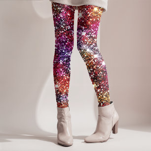 Leggings elegante colorido com monograma de brilho