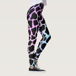 Leggings Elegantes de Impressão de Vaca Multicolor