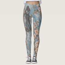 Leggings Elegantes de Lace Azul Poeirento Rosa