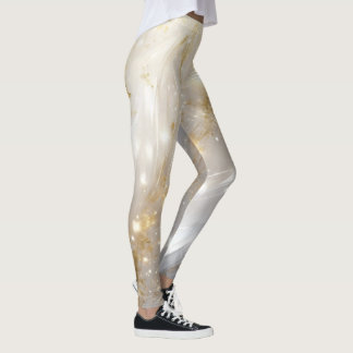 Leggings Elegantes de Mármore Floral Dourado