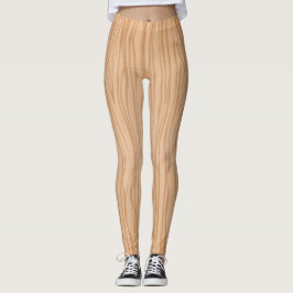 Leggings Elegantes de Textura de Madeira Natural p