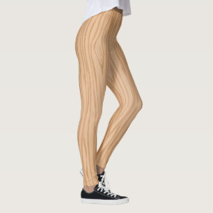 Leggings Elegantes de Textura de Madeira Natural p