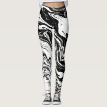 Leggings em espiral preto-e-branco