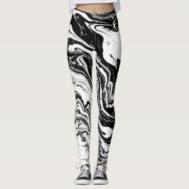 Leggings em espiral preto-e-branco