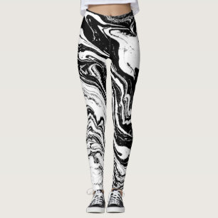 Leggings em espiral preto-e-branco