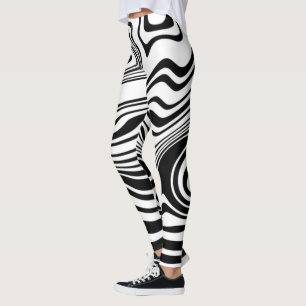 Leggings em forma de onda branca preta ou escolha