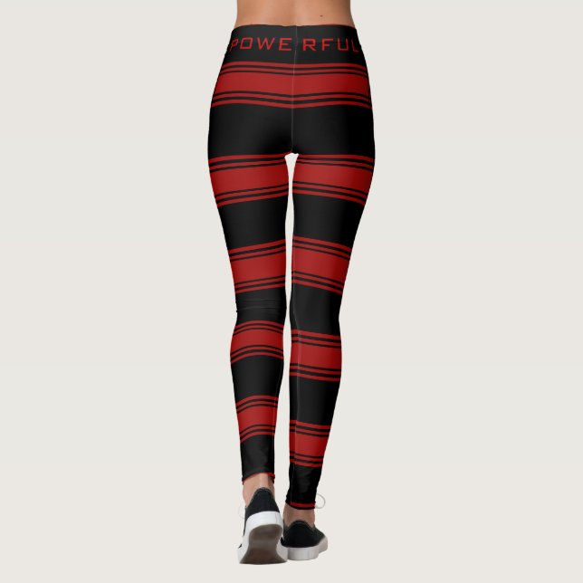 Leggings em forma de vermelho preto com texto pode (Verso)