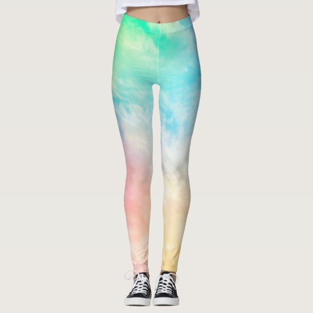 Leggings em multicores com spandex/poliéster. (Frente)