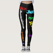 Leggings em negrito de nome repetitivo personaliza