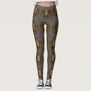 Leggings em todas as Impressão de bronze Medusa