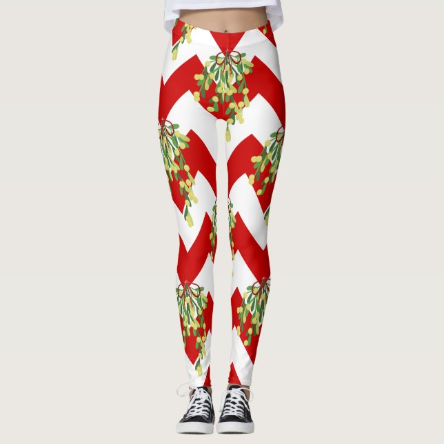 leggings emblemoadas do xmas chevron (Frente)