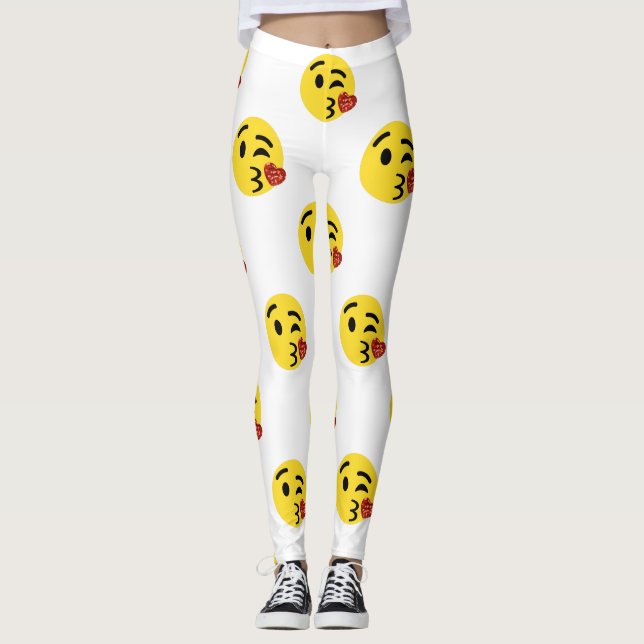 leggings emoji de beijo brilhante (Frente)