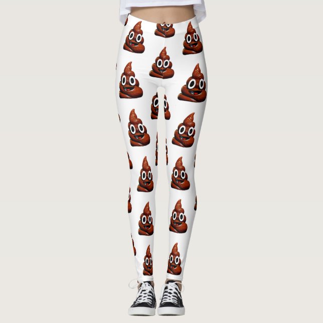 leggings emoji de cocô engraçado feliz (Frente)