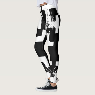 Leggings engraçadas - Alphabet - Letra preta bran
