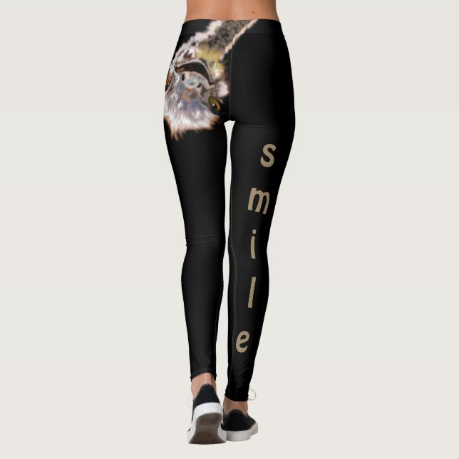 Leggings engraçadas com avestruz lúdico - Sorria (Verso)