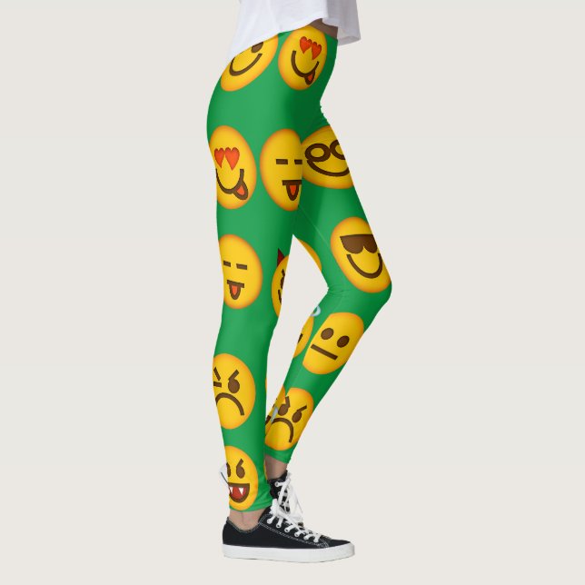 Leggings Engraçado Emoji | Leguminosas verdes e fr (Direita)