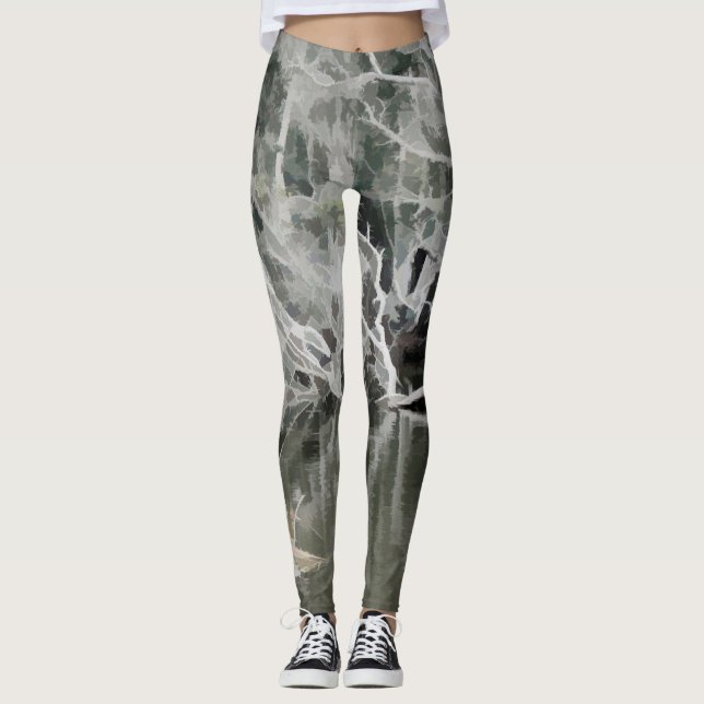 Leggings Erie Jungle em preto e branco (Frente)