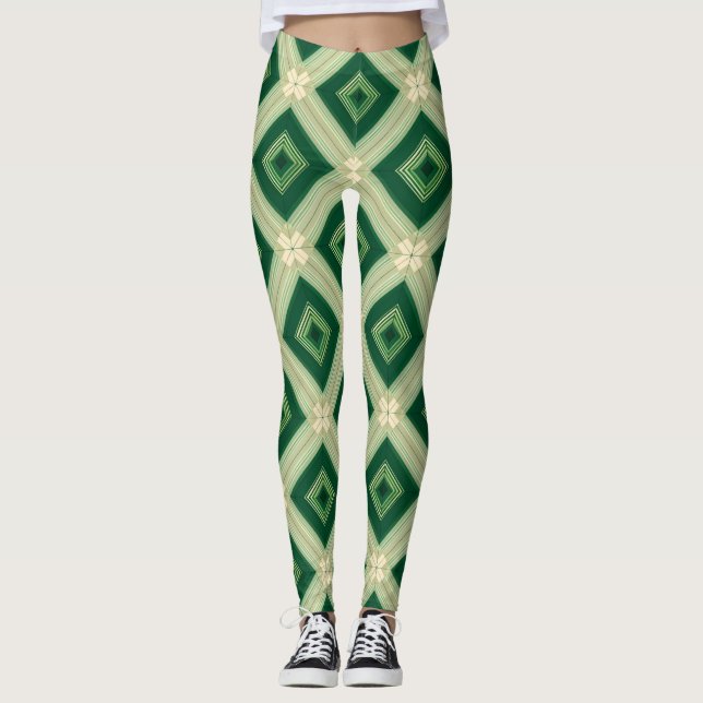 Leggings Esmeralda Verde Geométrico Feminino (Frente)