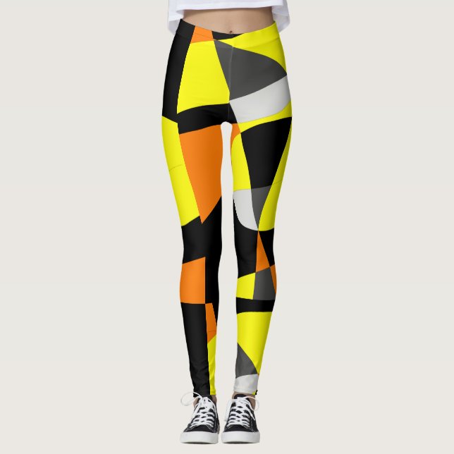 Leggings esportivas de Abstrato de geometria funky (Frente)