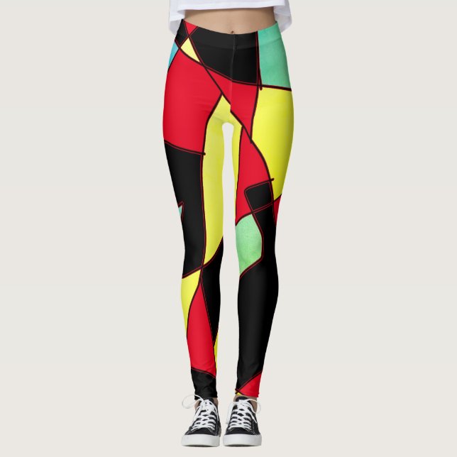 Leggings esportivas de Abstrato de geometria funky (Frente)