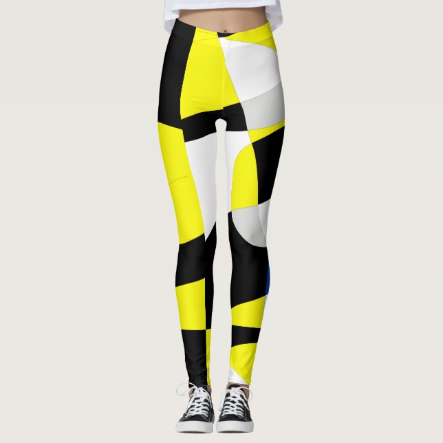 Leggings esportivas de Abstrato de geometria funky (Frente)