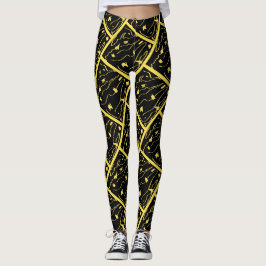 Leggings Estampa Abstrata Universo Amarelo Incríve