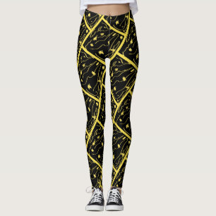 Leggings Estampa Abstrata Universo Amarelo Incríve