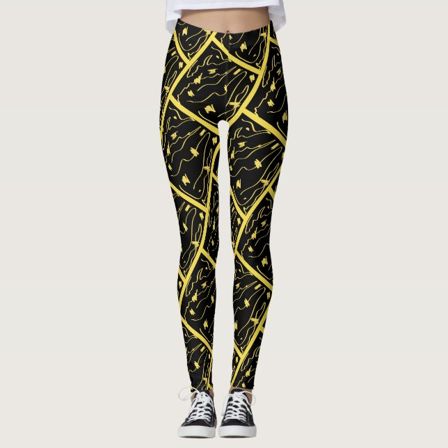 Leggings Estampa Abstrata Universo Amarelo Incríve (Frente)