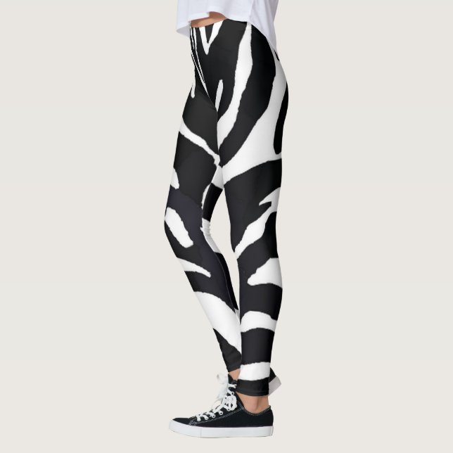 Leggings Estampa de Animal Zebra Preto e Branco (Esquerda)