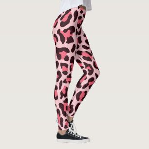 Leggings Estampa de Leopardo Rosa e Preto