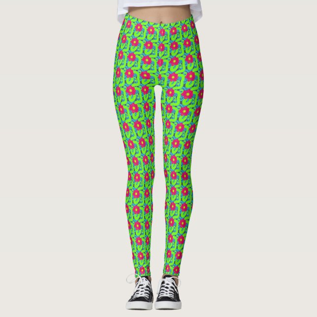 Leggings Estampa Flor Rosa Tropical (Frente)