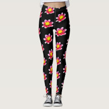 Leggings Estampa Floral Dália Rosa Preta