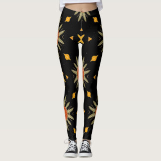 Leggings Estampa Geométrica de Girassol Boho Terra