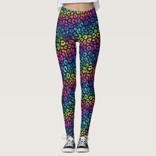 Leggings Estampa Leopardo Arco-íris Colorido Ous