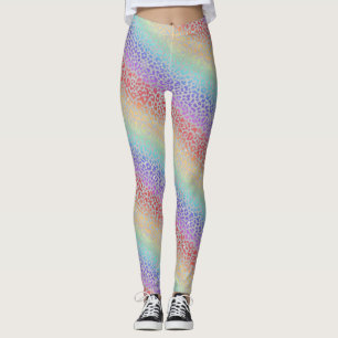 Leggings Estampa Leopardo Arco-íris Colorido Ous