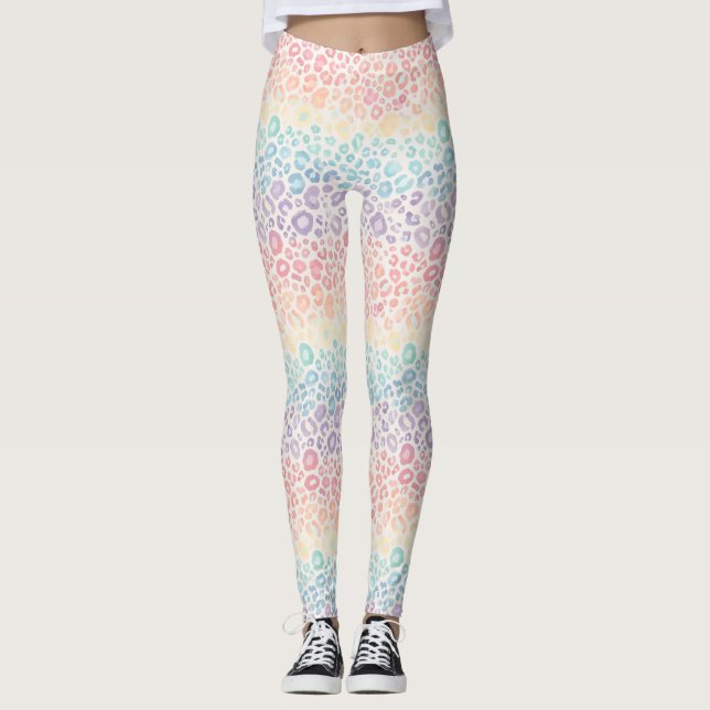 Leggings Estampa Leopardo Arco-íris Opala Pastel (Frente)