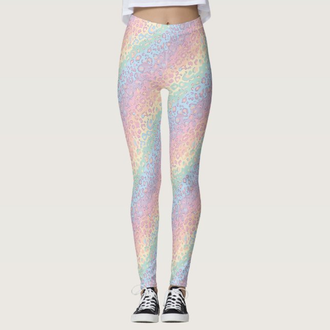 Leggings Estampa Leopardo Arco-íris Opala Pastel (Frente)