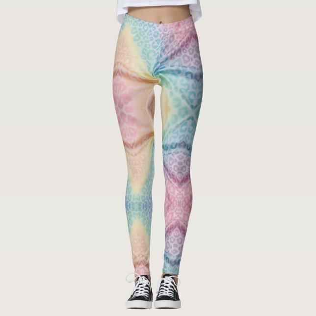 Leggings Estampa Leopardo Arco-Íris Pastel (Frente)