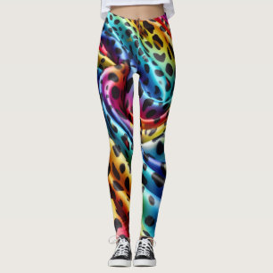 Leggings Estampa Leopardo Arco-Íris Psicodélico