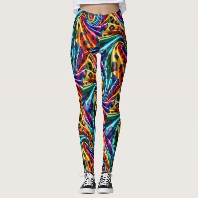 Leggings Estampa Leopardo Arco-íris | Psicodélico (Frente)
