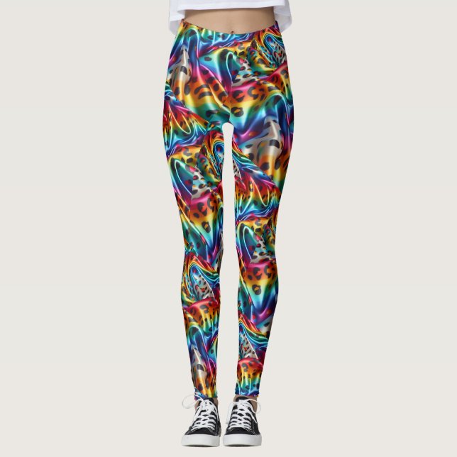 Leggings Estampa Leopardo Arco-íris | Psicodélico (Frente)