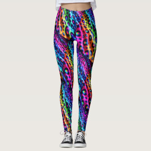 Leggings Estampa Leopardo Arco-Íris Psicodélico