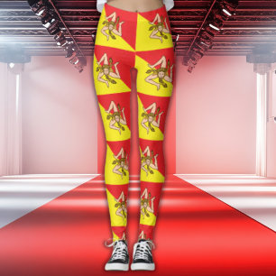 Leggings Estampa Total Bandeira da Sicília Trinacr