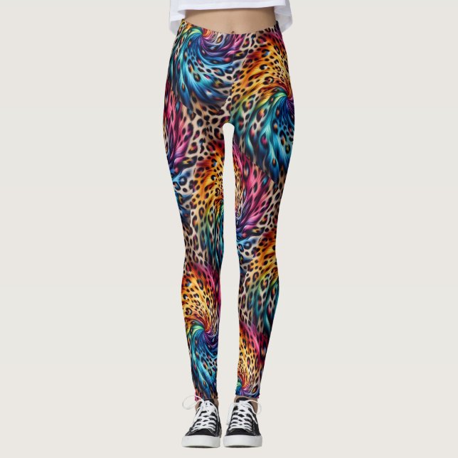 Leggings Estampadas com Leopardo Arco-íris | Color (Frente)