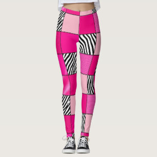 Leggings Estampadas com Listras de Zebra Rosa Quen