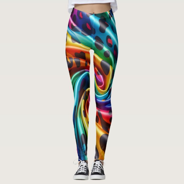 Leggings Estampadas com Onça-pintada Colorida | Co (Frente)