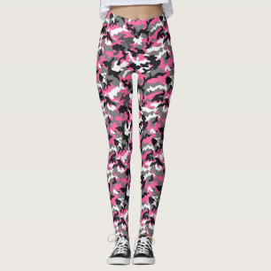 Leggings Estampadas de Camuflagem Rosa e Azul