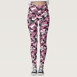 Leggings Estampadas de Camuflagem Rosa e Azul